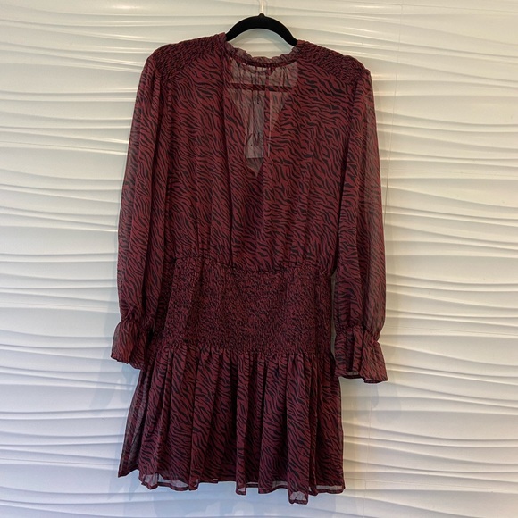 NWT Zara Animal Print Sheer Smocked Dress - Picture 10 of 14